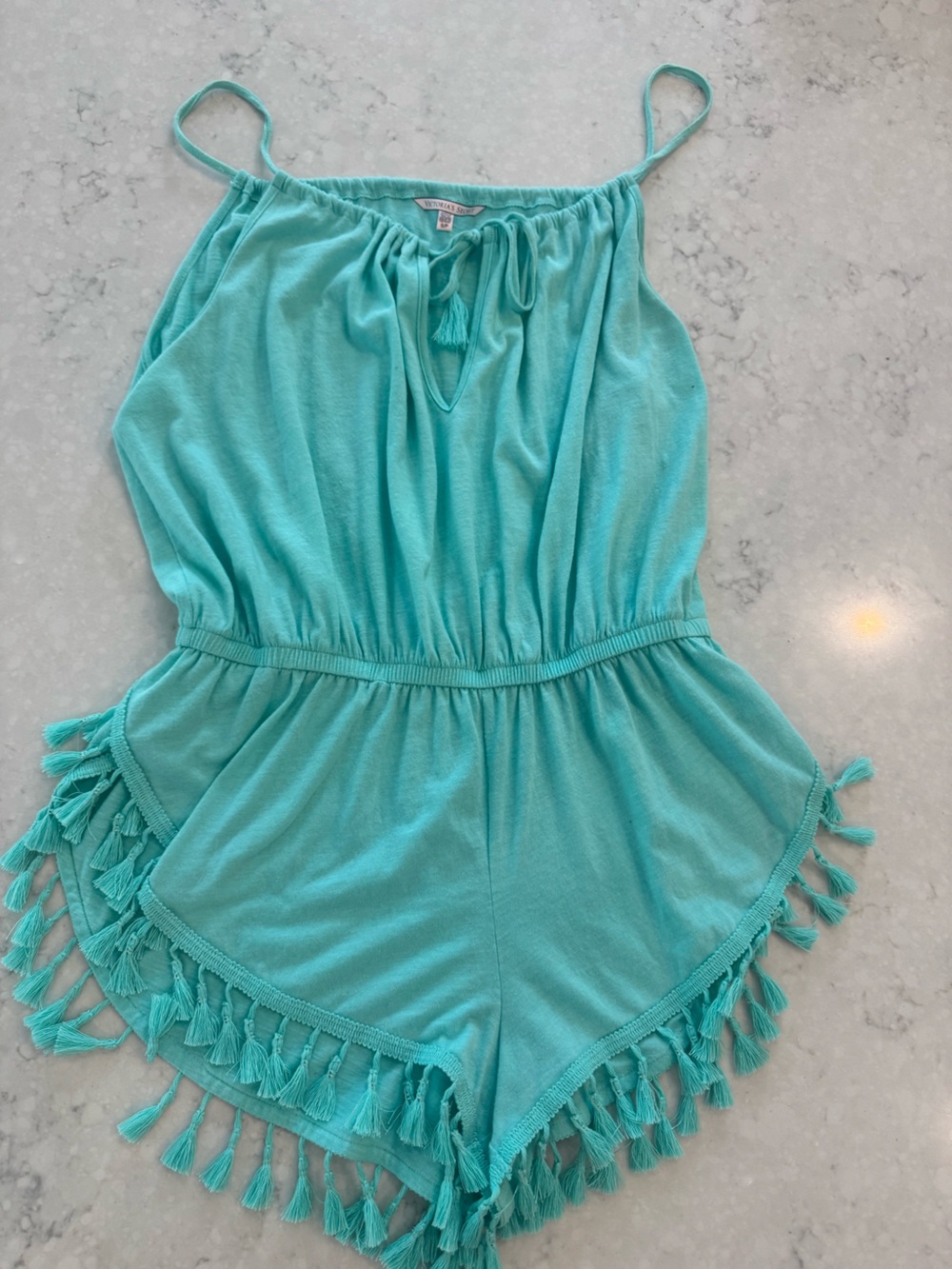 Victoria's Secret Turquoise Tassel Swim Coverup Romper